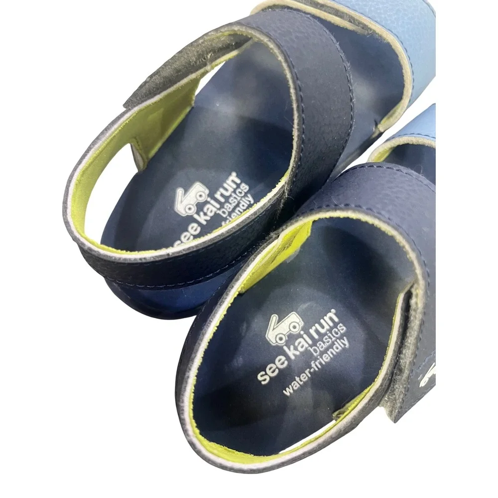 See Kai Run Basics Water Friendly Sandals Boys Size 12 Navy‎ Light Blue Strappy